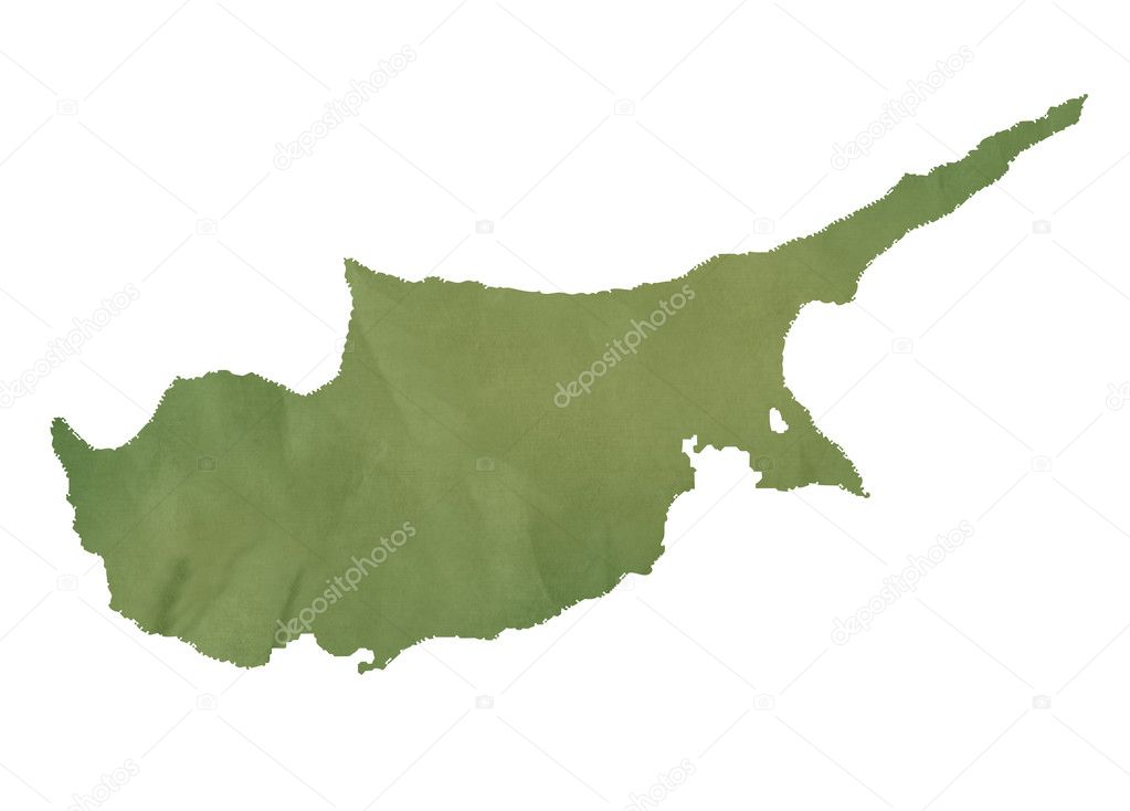 Cyprus map on green paper