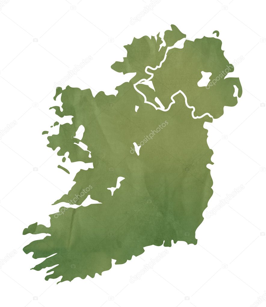 Ireland map on green paper