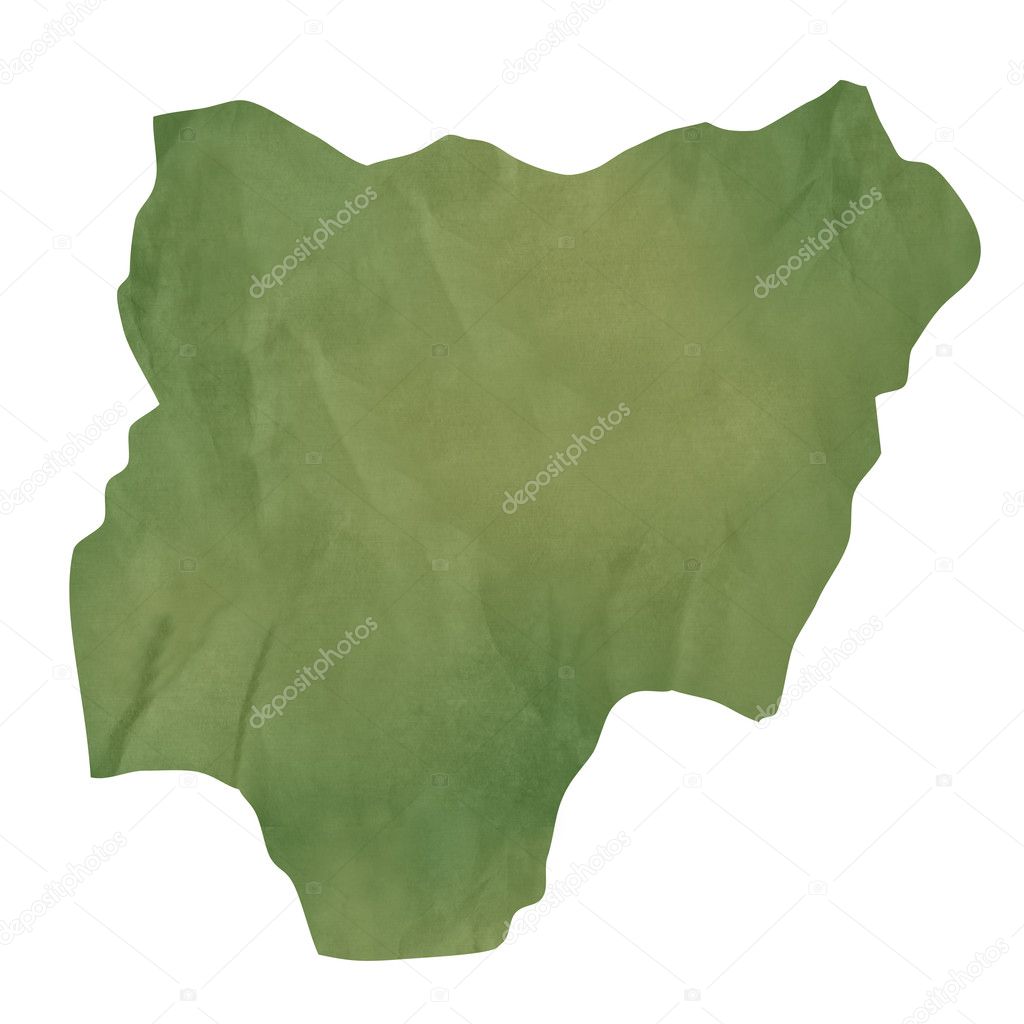 Old green paper map of Nigeria — Stock Photo ...