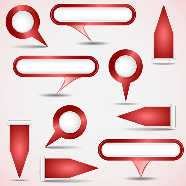 Conjunto de punteros rojos — Vector de stock