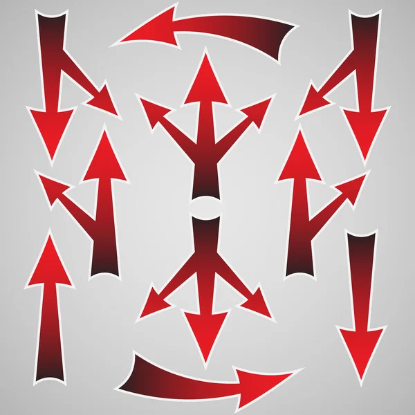 Set di frecce rosse — Vettoriale Stock