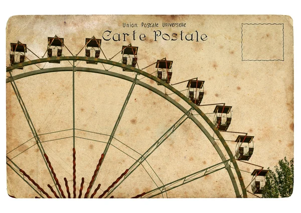 Een oude ansichtkaart met een reuzenrad. — Stockfoto