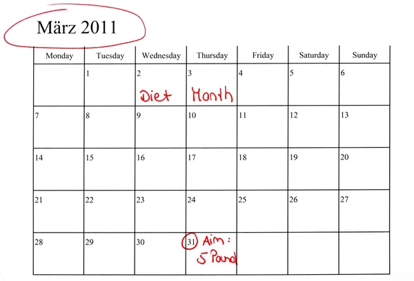 Označení kalendáře — Stock fotografie