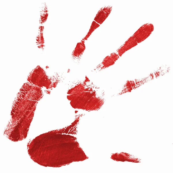 Håndavtrykk med rød farge – stockfoto