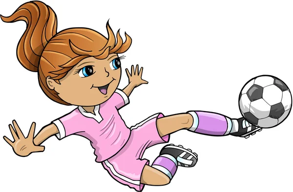 Sport Sommer Fußball Mädchen Vektor Illustration — Stockvektor