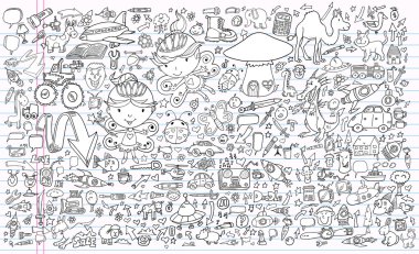 Doodle Sketch Notebook Vector Elements Set clipart