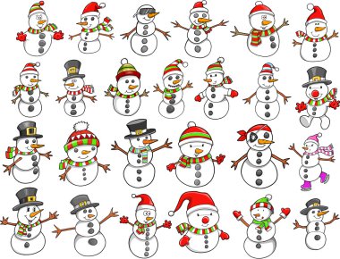 Christmas Holiday Snowman Vector Set clipart