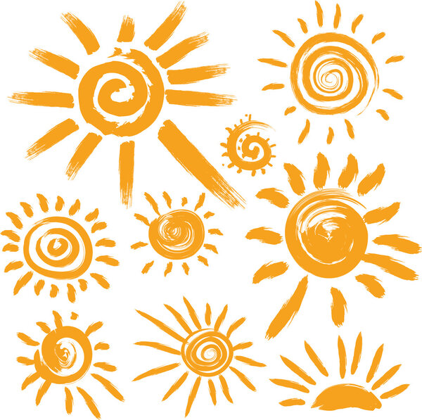Набор рукописных солнечных символов
