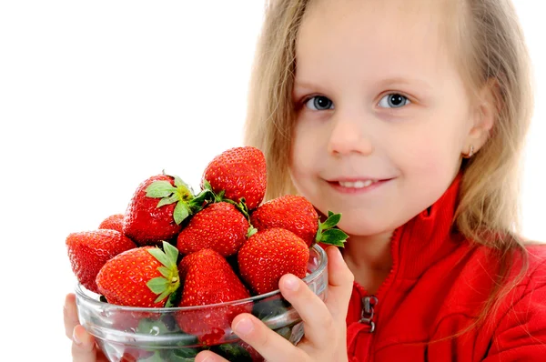 Strawberries girl — Stock Photo, Image