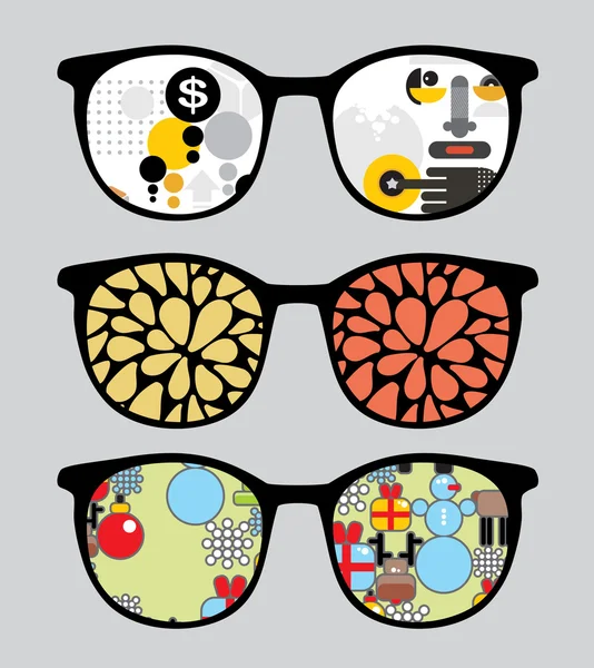 Ретро сонцезахисні окуляри з відображенням в ньому . — стоковий вектор
