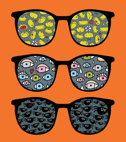 Ретро сонцезахисні окуляри з відображенням в ньому . — стоковий вектор