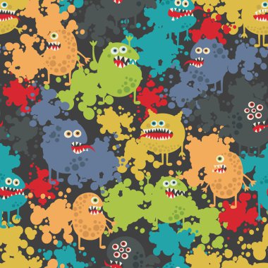 Cute monsters seamless pattern. clipart