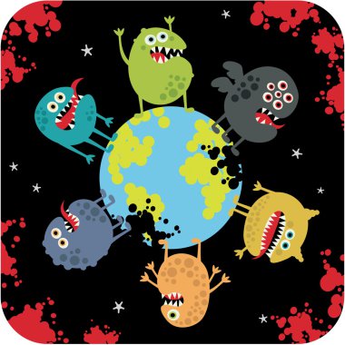 Cute monsters of apocalypse. clipart