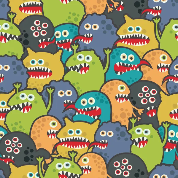 Cute monsters seamless texture. — Stock Vector