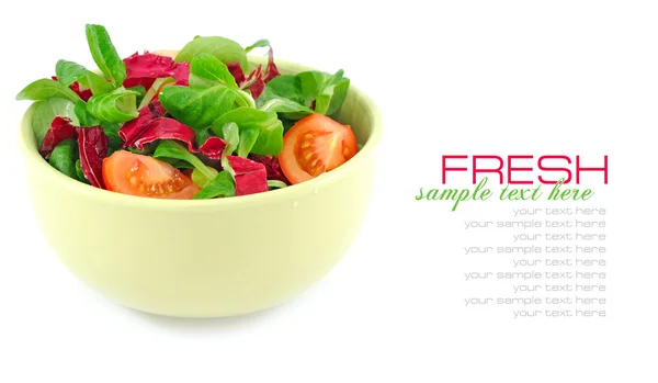 Fresh salad is in a dish on a white background — Stock Photo, Image