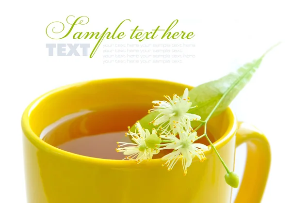 お茶のカップに菩提樹の花 — ストック写真