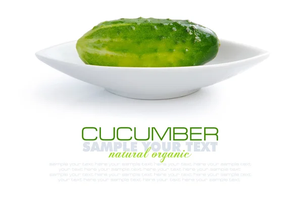 Verse komkommer in een schaal op witte achtergrond — Stockfoto
