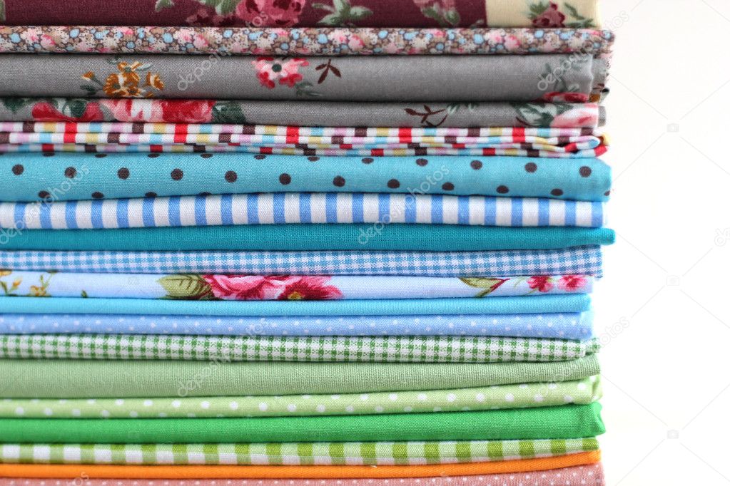 Pile of colorful cotton textile background