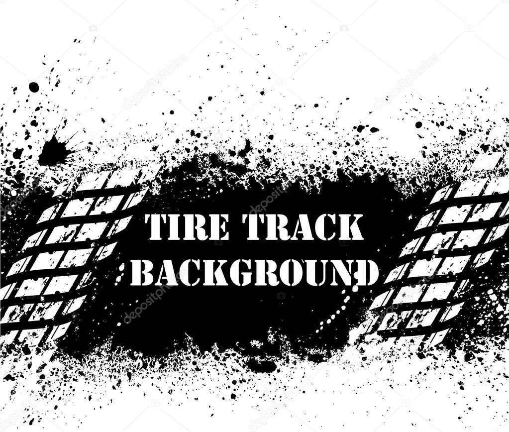 Tire track background on ink blots