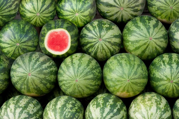 stock image Red water melon on a display