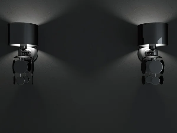 Modern black wall lamps. — Stock Photo, Image