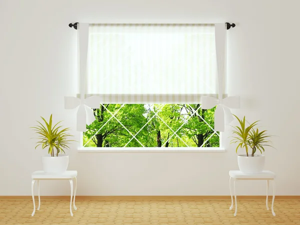 Okno v zářivě bílé místnosti. — Stock fotografie