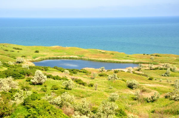 Summer landscape with a lake and sea — Stock Photo, Image