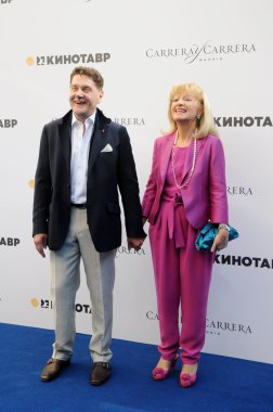 Actor Sergei Makovetsky with his wife Elena clipart