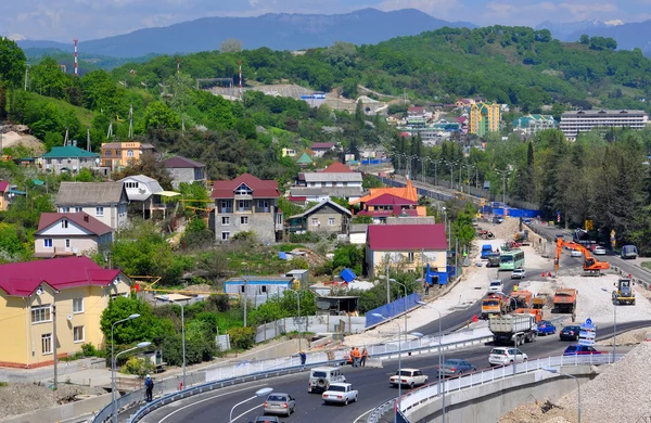 Výstavba dvou tier silniční výměnu "adler ring" v Soči — Stock fotografie