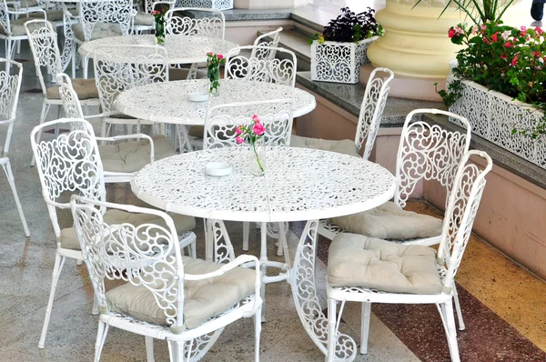 Stock image Street cafe tables