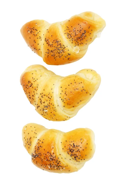 Smakelijk broodjes met sesame geïsoleerd op wit — Stockfoto