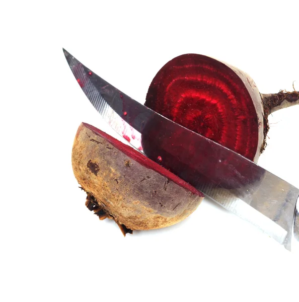 Beets sliced ​​with a knife — Stock Photo, Image