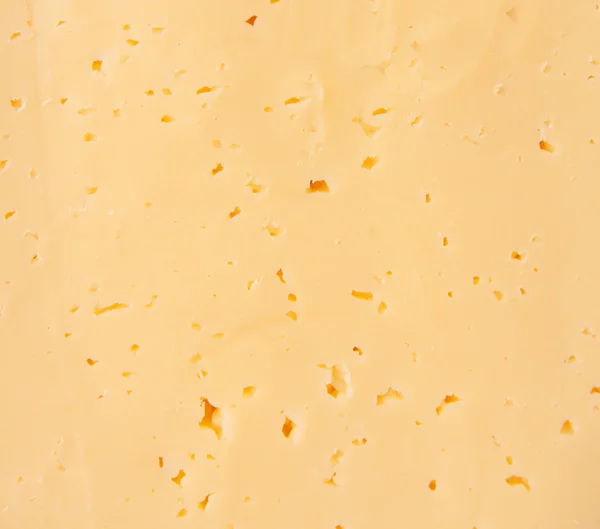 Bakgrund av färska gula schweizisk ost med hål — Stockfoto