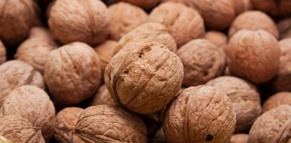 Hnědá syrové ořechy texturou pozadí — Stock fotografie