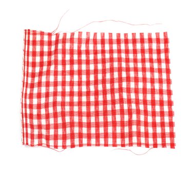 Piece of red plaid fabric clipart