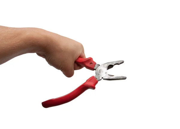 Pliers in his hand — Stock Photo, Image