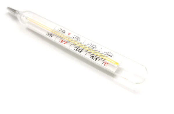 Thermometer auf weißem Hintergrund — Stockfoto