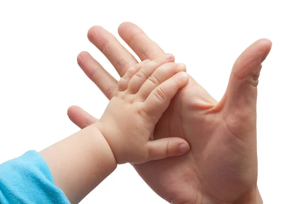 Fars og babyens hender – stockfoto