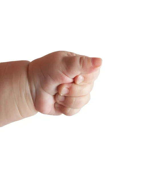 Main le bébé sur fond blanc — Photo