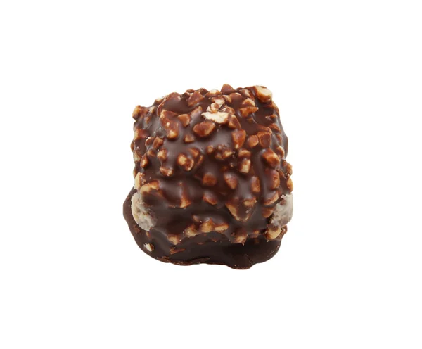 Chocolate com nozes no fundo branco — Fotografia de Stock