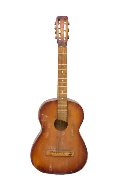 Stará kytara na bílém pozadí — Stock fotografie