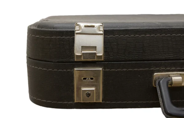 Lås på en gammal svart resväska — Stockfoto