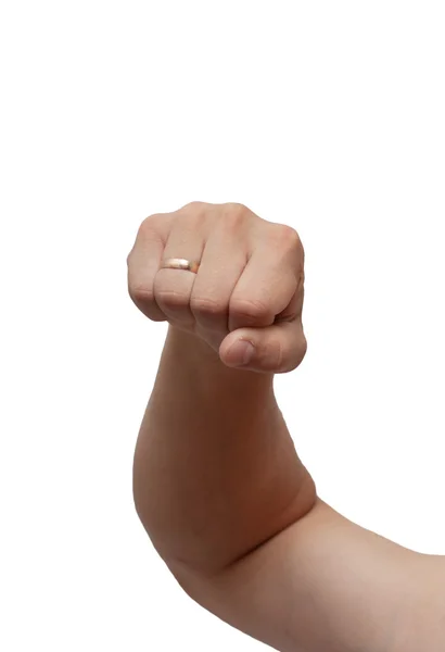 Ököl kéz egy arany gyűrű — Stock Fotó