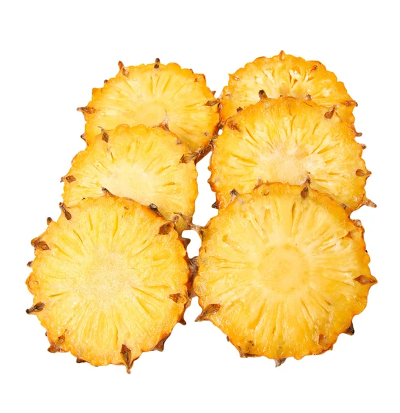 Plastry? ananas na białym tle — Zdjęcie stockowe
