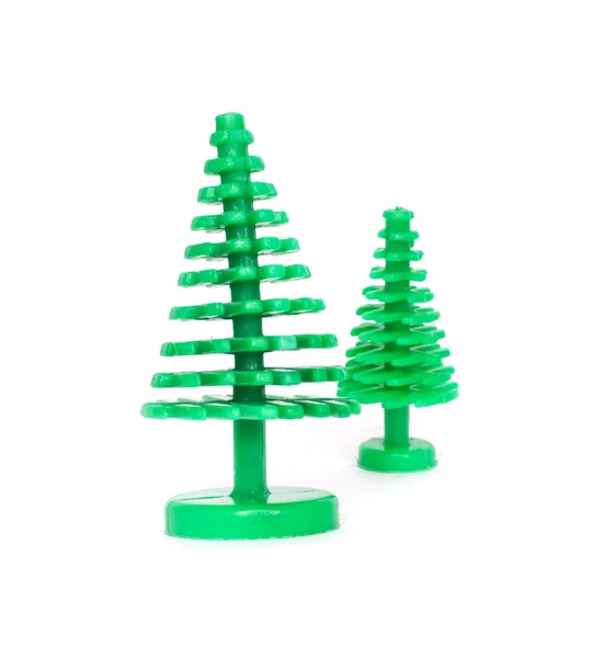 Zwei Kunststoff-Weihnachtsbäume — Stockfoto