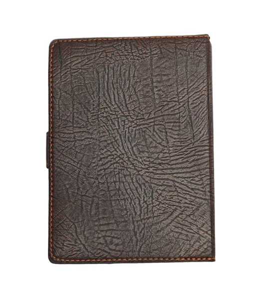 Cuaderno de notas de cuero marrón aislado sobre fondo blanco — Foto de Stock