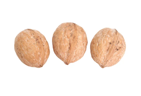 3 ореха изолированы на белом — стоковое фото