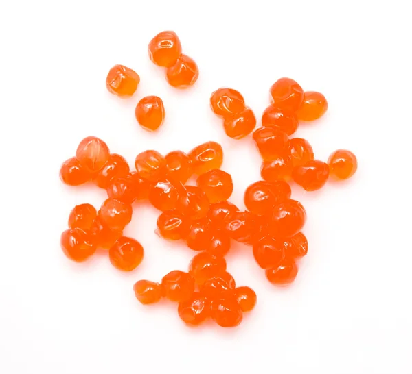 Caviar rojo sobre fondo blanco. macro —  Fotos de Stock