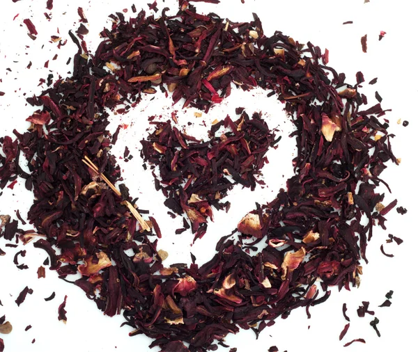 Figura corazón del té rojo Hibiscus —  Fotos de Stock