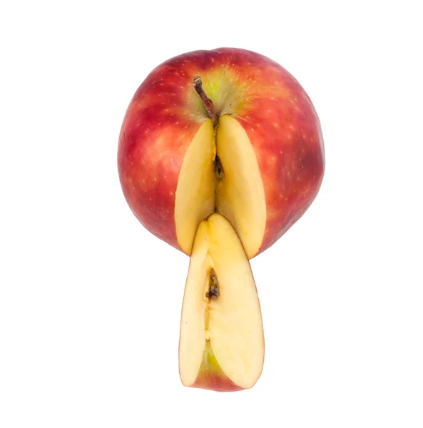 Κόκκινο μήλο απομονωμένο σε λευκό φόντο. — Φωτογραφία Αρχείου